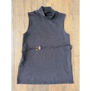 Zara Sleeveless Turtleneck with Gold belt Small Minimalist